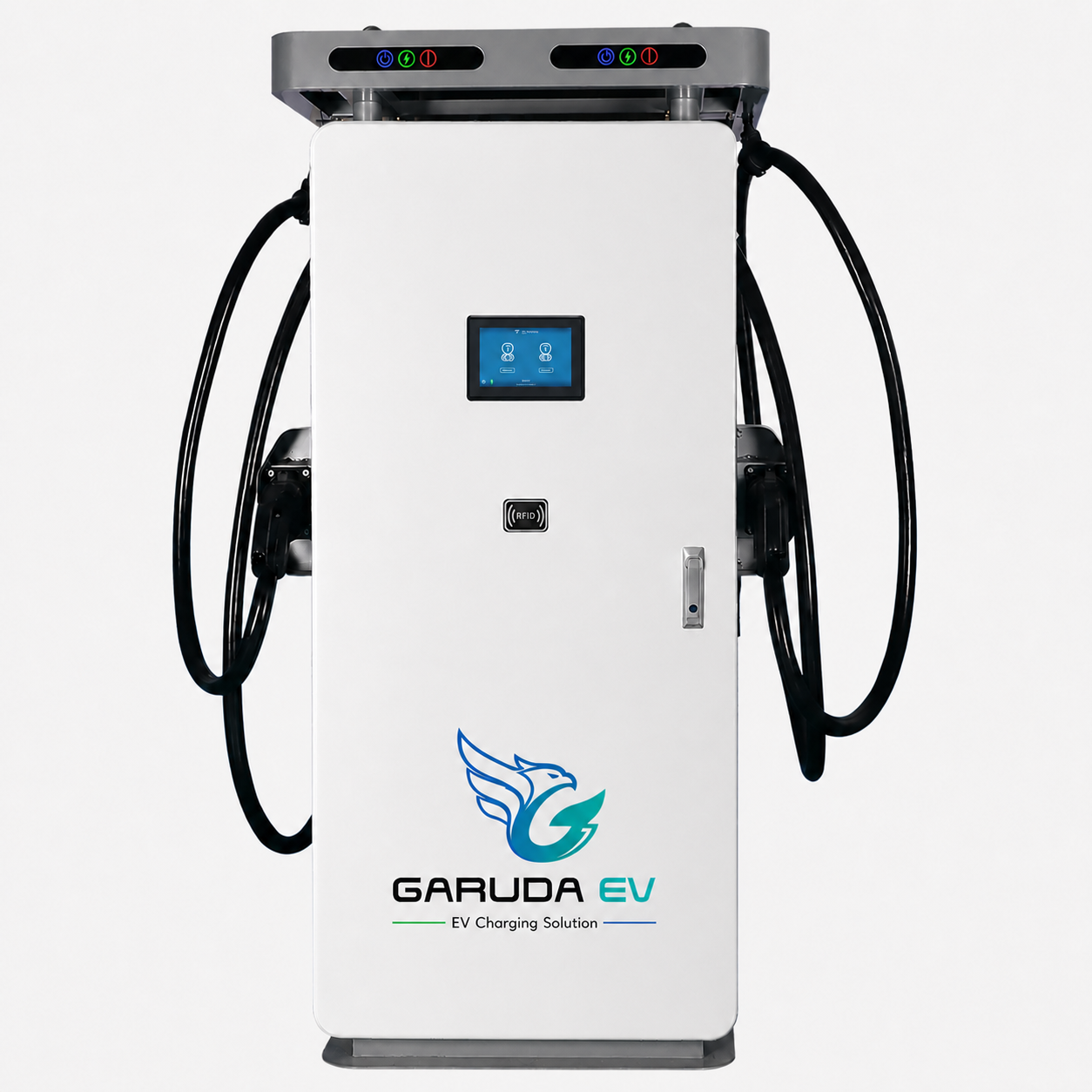 Charger Garuda EV kabinet putih dual connector